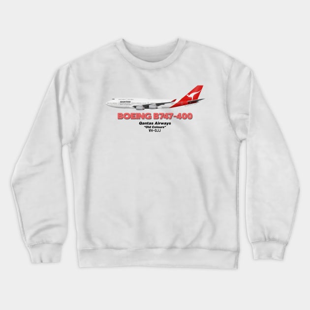 Boeing B747-400 - Qantas Airways "Old Colours" Crewneck Sweatshirt by TheArtofFlying